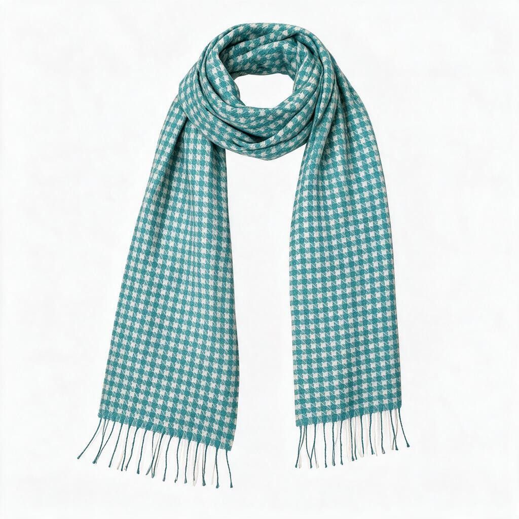 Hounds Tooth Scarf, Color: Light Teal/White