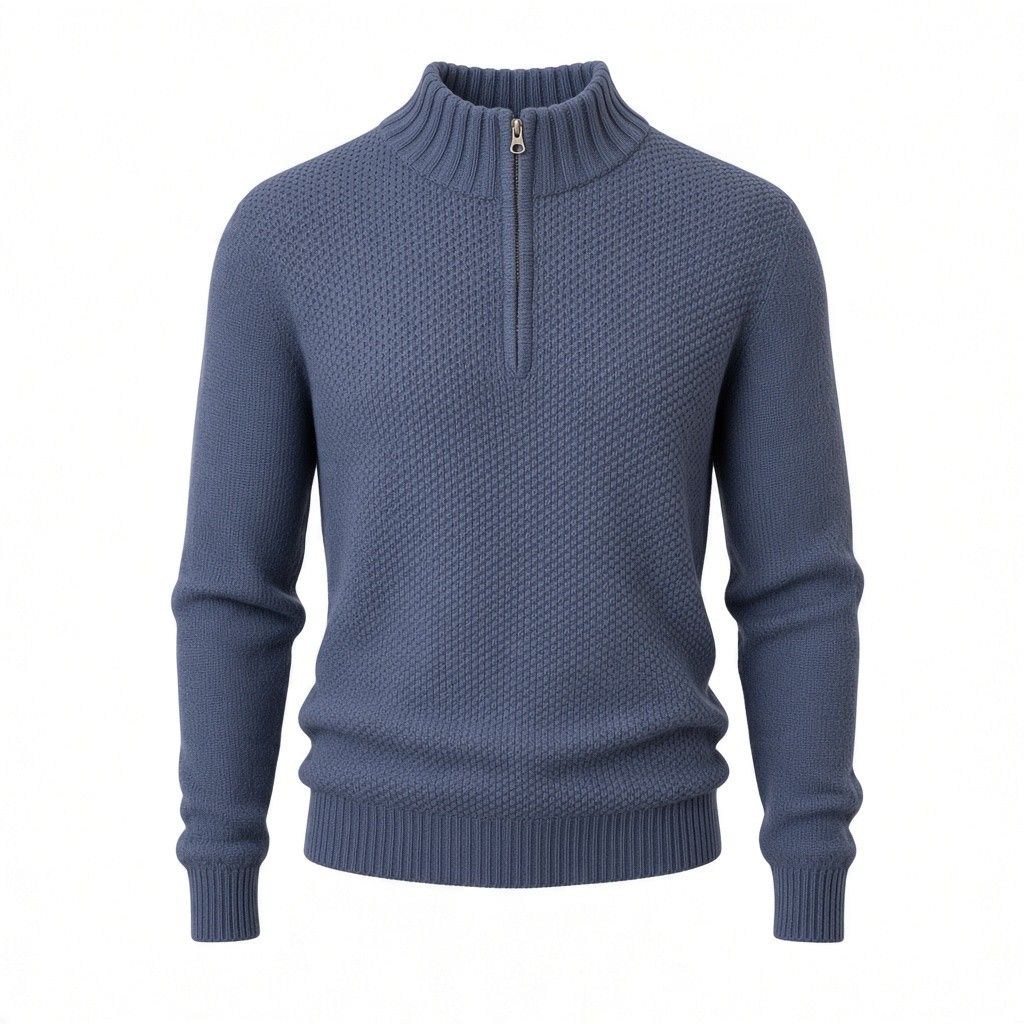 Knit Quarter Zip Sweater, Color: Blue, Size: Small