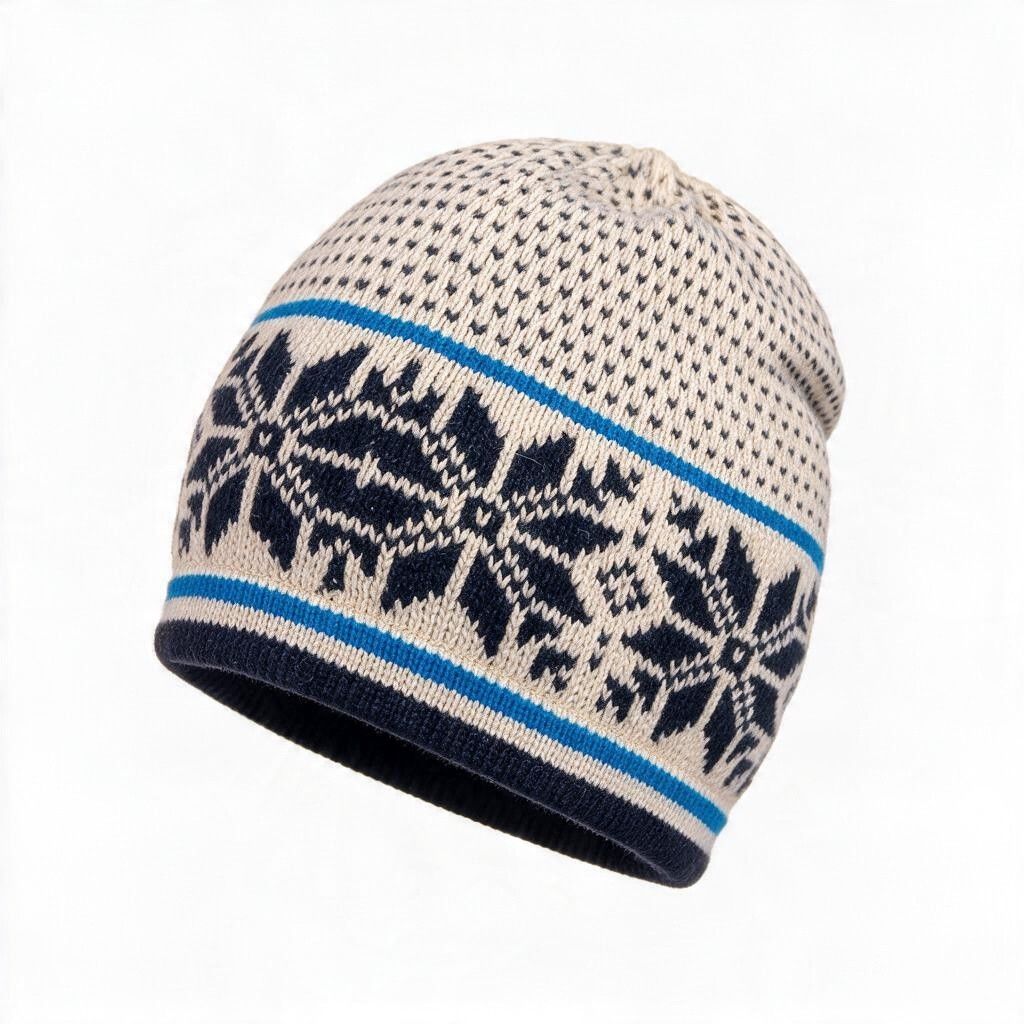 Norwegian Snowflakes Alpaca Hat, Color: Beige/Blk/Blue Jade