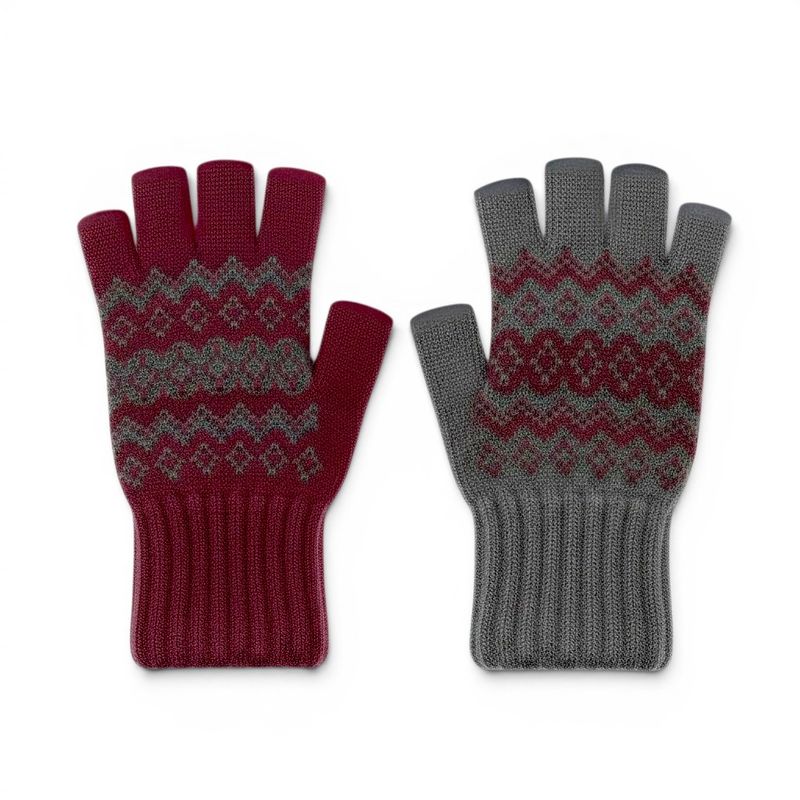 Arctic Alpaca Reversible Half Finger Gloves