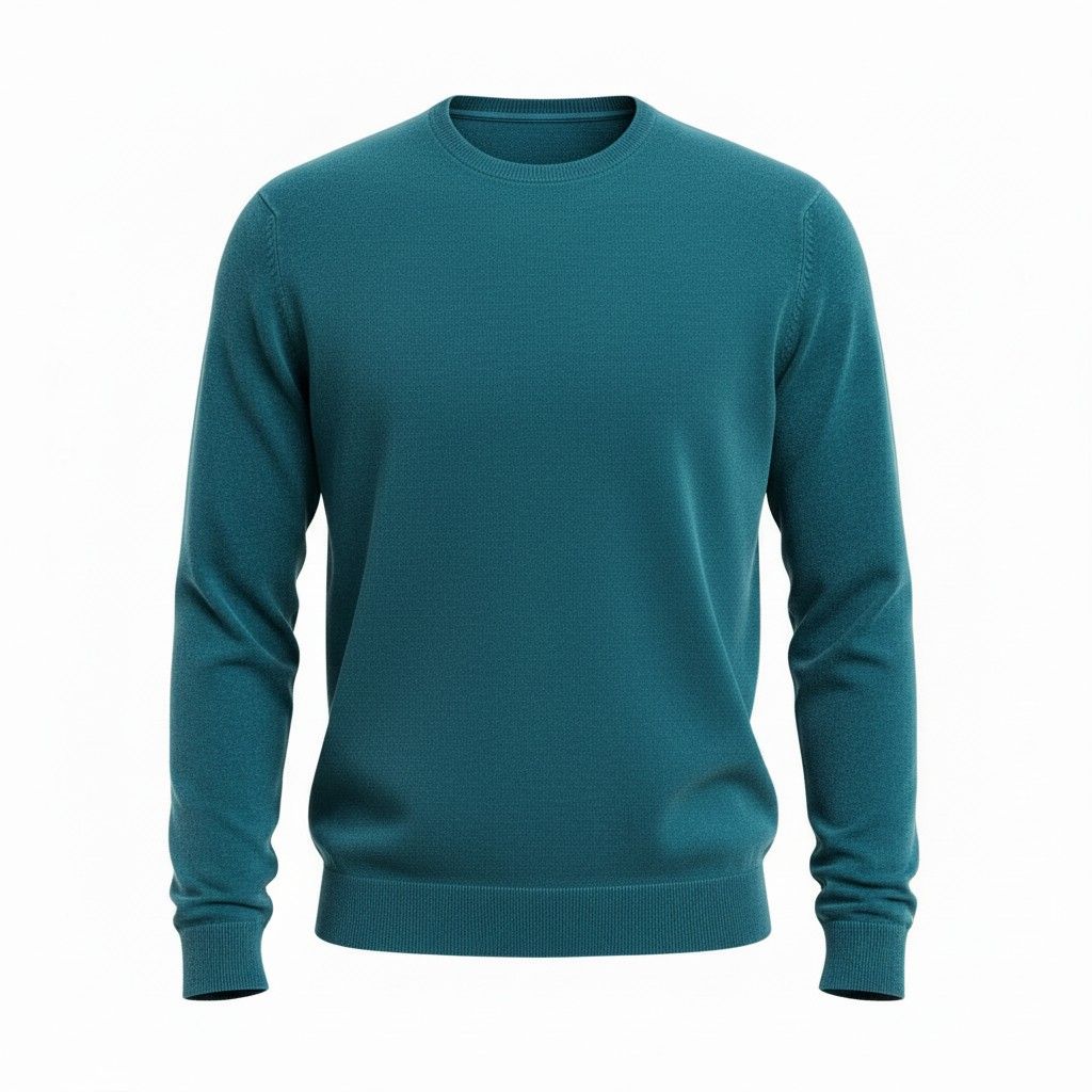 Classic Round Neck Sweater, Color: Turquoise, Size: Medium