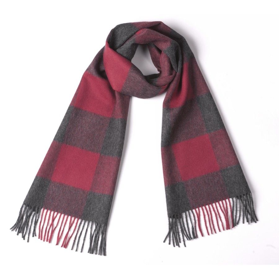 Buffalo Scarf, Color: Red/Charcoal