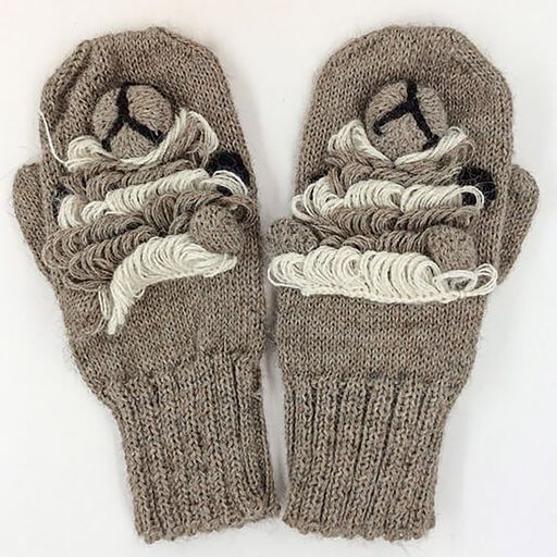 Alpaca Kids Mittens, Color: Sand Mlge