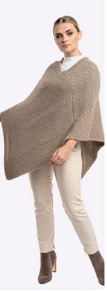 V Neck Poncho, Color: Ash