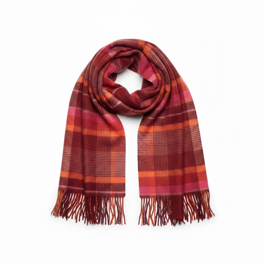 Classic Plaid Scarf, Color: Red