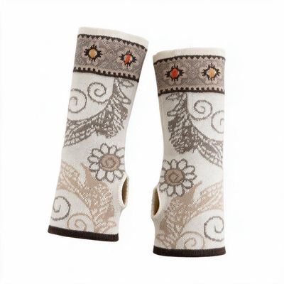 Golden Flowers Embroidered Mittens