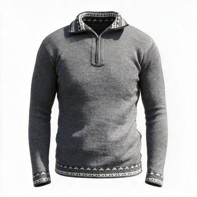 Patterned Quarter Zip Sweater