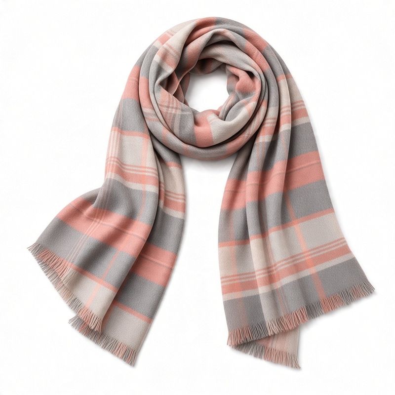 Plaid Scarf with Eyelash Fringe