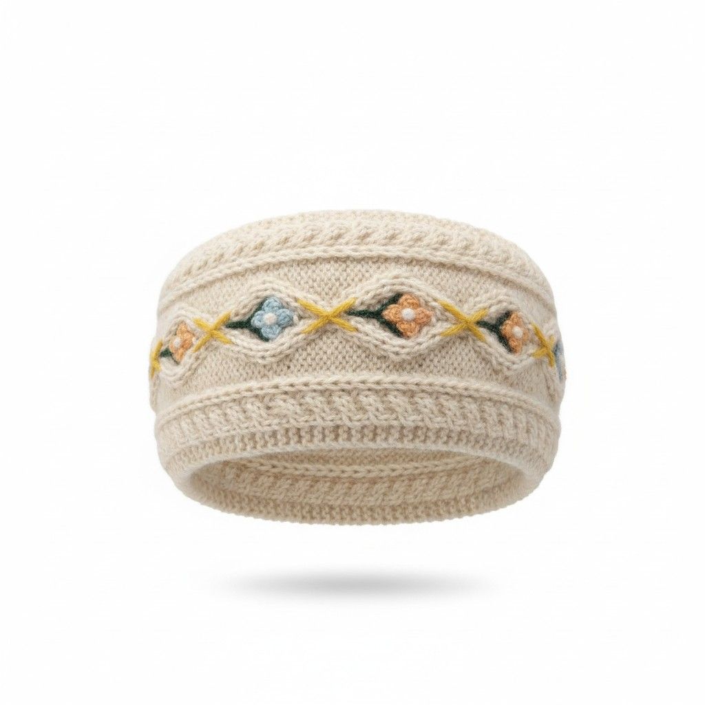 Florencia Lace Alpaca Headband, Color: Natural