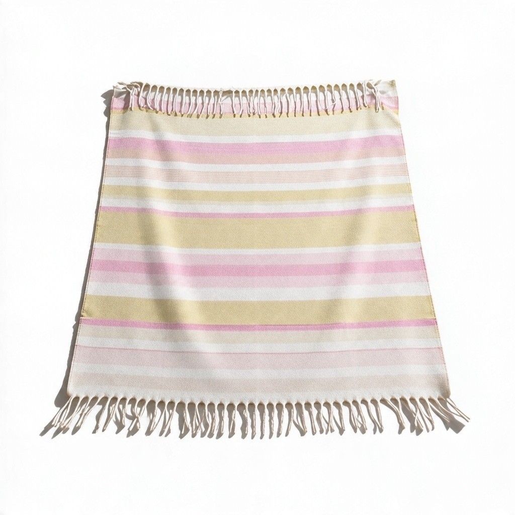 100% Baby Alpaca Blanket  Yellow &amp; Pink Striped