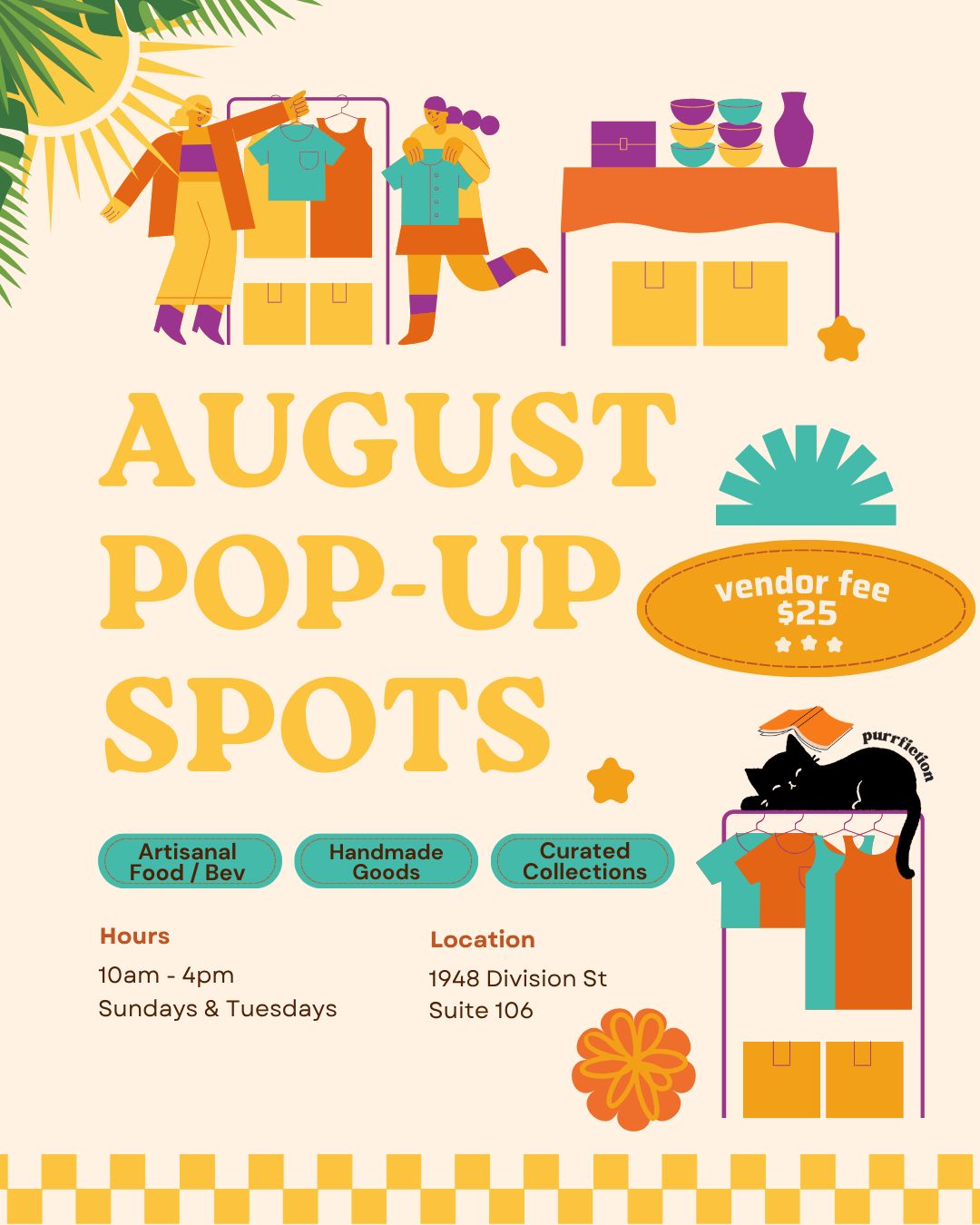 August Vendor Spots (Tuesdays &amp; Sundays)