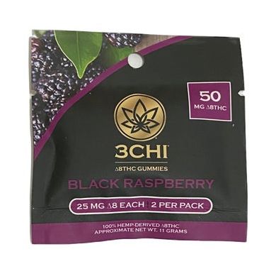 3CHI Delta 8 Gummies - BLACK RASPBERRY - 2 pack 50 mg