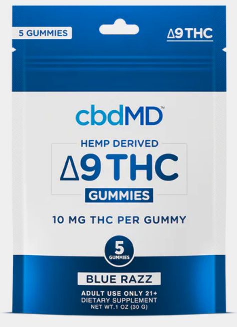 cbdMD D9 THC Gummies - 5ct, Flavor: Blue Razz
