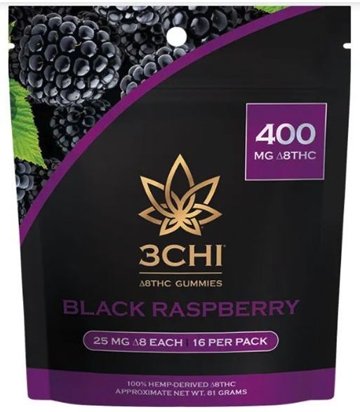 3CHI Delta 8 Gummies - BLACK RASPBERRY - 16 pack 400 mg