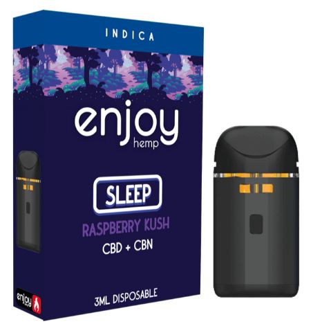 Enjoy Hemp CBD + CBN 3ml Disposable Vape - INDICA - SLEEP - RASPBERRY KUSH