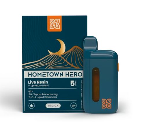 Hometown Hero THCA Liquid Diamond Live Resin Disposable Vape - 5m, Strain: G13