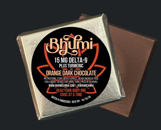 Bhumi D9 15mg Dark Chocolate Bite - PAIN - ORANGE