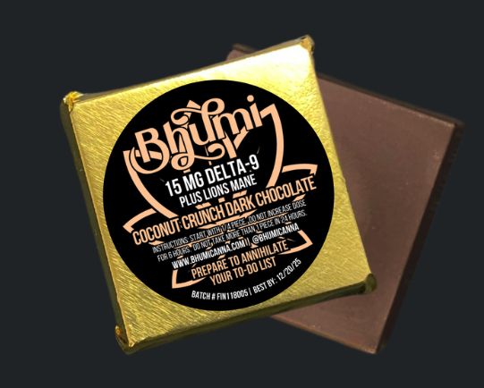 Bhumi D9 15mg Dark Chocolate Bite - ENERGY - COCONUT CRUNCH