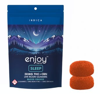 Enjoy Hemp Deep Sleep Gummies D9 THC + CBN - 50mg - INDICA - BLOOD ORANGE