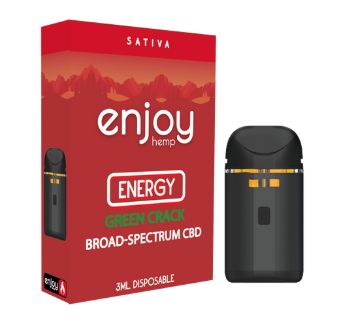 Enjoy Hemp Broad-Spectrum CBD 3ml Disposable Vape - SATIVA -  ENERGY - GREEN CRACK