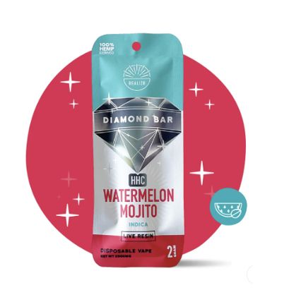 Realize HHC Diamond Bar - 2g, Strain: Watermelon Mojito