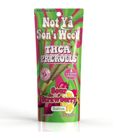 Not Ya Son&#39;s - THCA 1.5 gr Pre-Rolls (2 pack) - SATIVA - SOUR STRAWBERRY