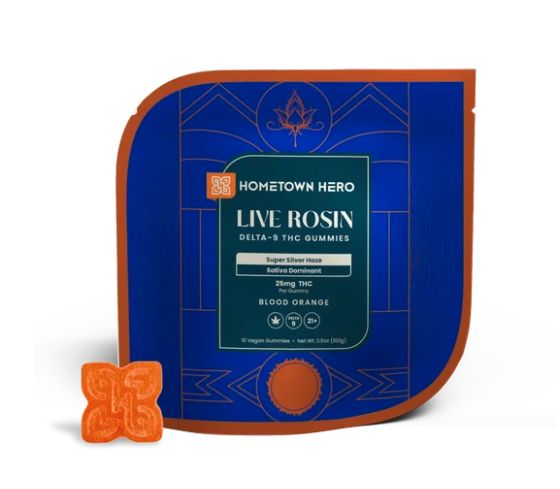 Hometown Hero D9 Live Rosin Gummies - 250mg, Strain: Blood Orange