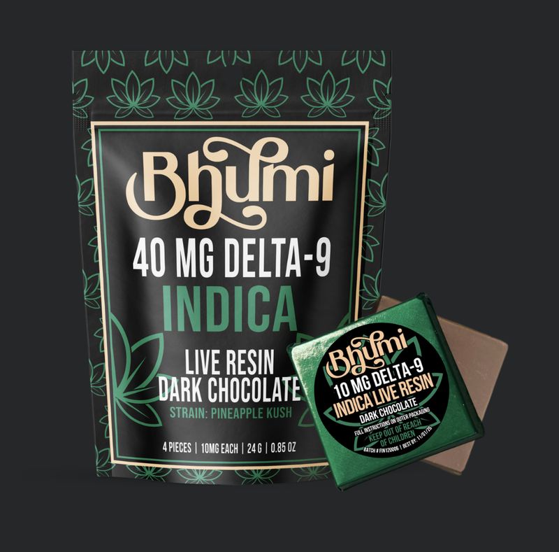 Bhumi D9 40mg Dark Chocolate - INDICA - PINEAPPLE KISH