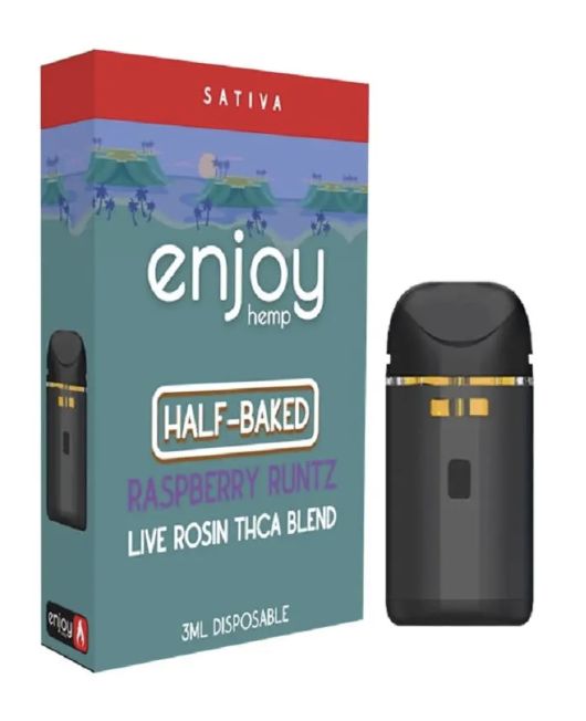 Enjoy THCA Live Rosin Disposable Vape 3g, Strain: Raspberry Runtz