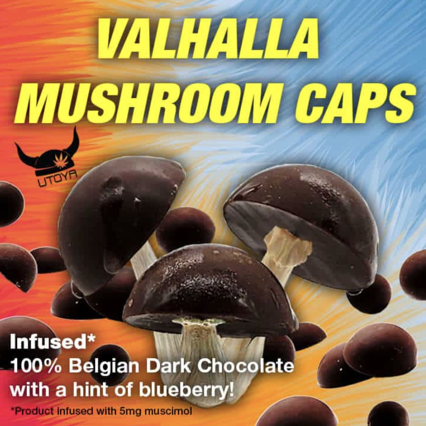 Utoya Valhalla Mushroom Dark Chocolate Caps - Blueberry