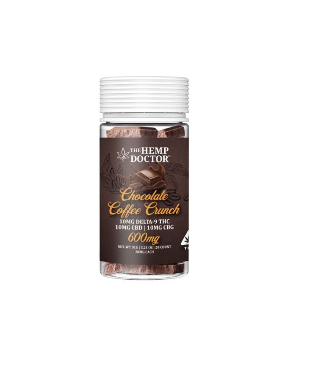 The Hemp Doctor D9 THC + CBD Blend Chocolate Bites - 600mg, Flavor: Chocolate Coffee Crunch
