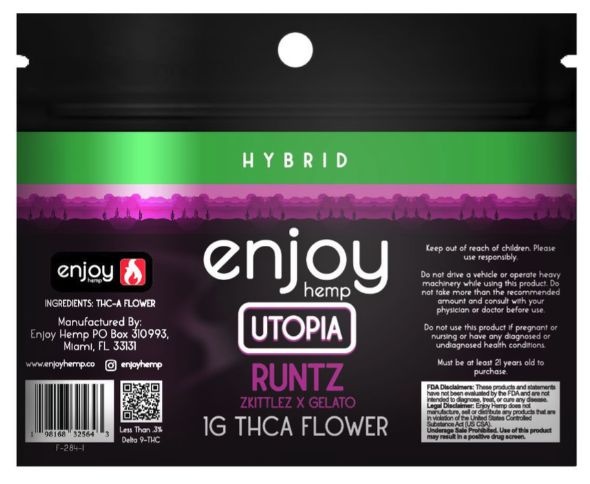 Enjoy THCA Flower - 1g, Strain: Runtz