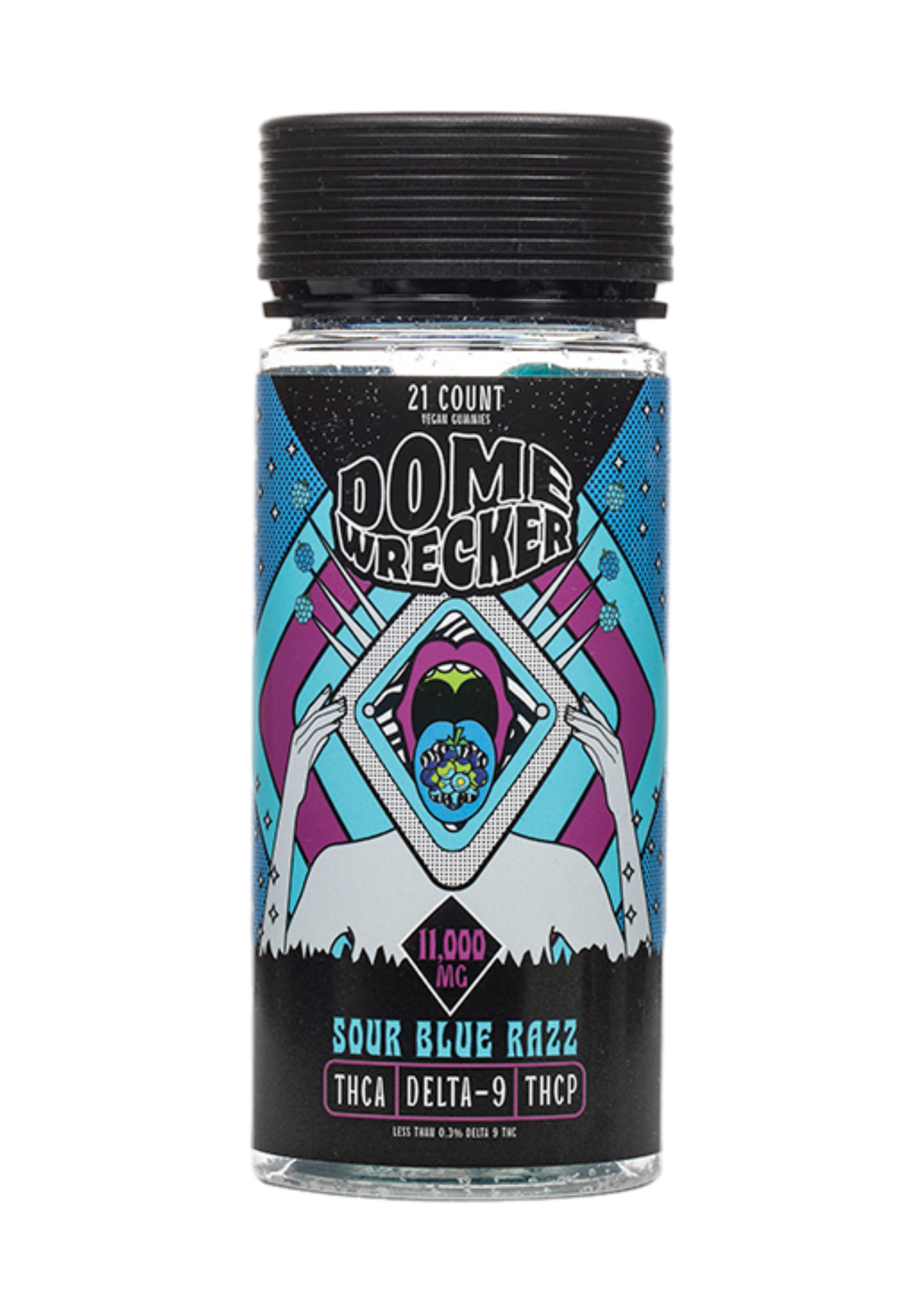Dome Wrecker Gummy, Flavor: Sour blue razz, Pack Size: Singles
