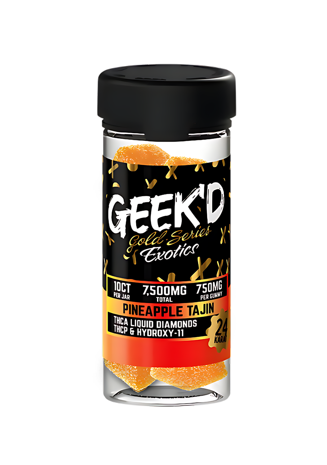 Geek’d Exotic Gummies (Gold Series) 10ct, Flavor: Pineapple Tajin