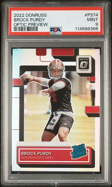 2022 Donruss Brock Purdy Optic Preview Holo PSA 9
