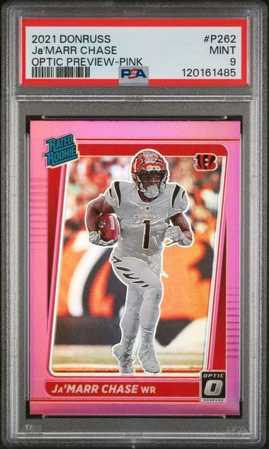 2021 Donruss Ja&#39;Marr Chase Pink Optic Preview PSA 9