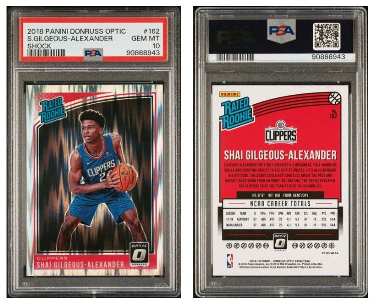 2018 Donruss Optic Shai Gilgeous-Alexander Shock Rookie PSA 10 with Magnetic Guard