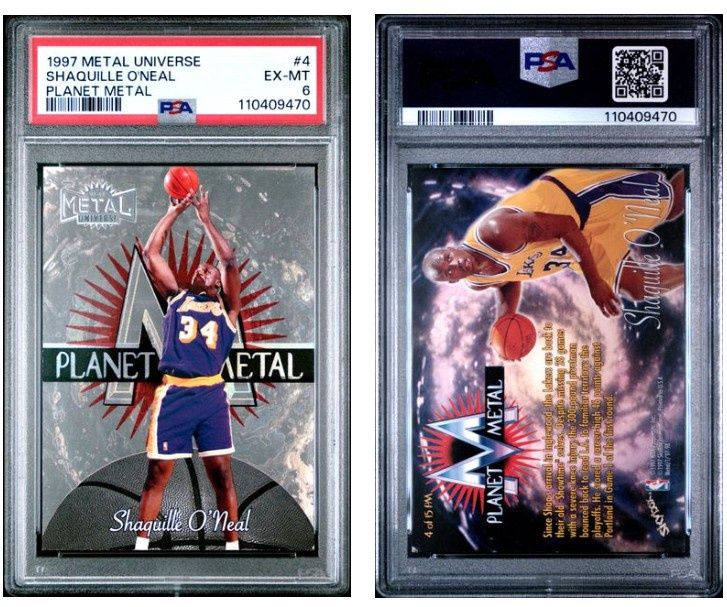 1997 Metal Universe Shaquille O&#39;Neal Planet Metal #4 PSA 6