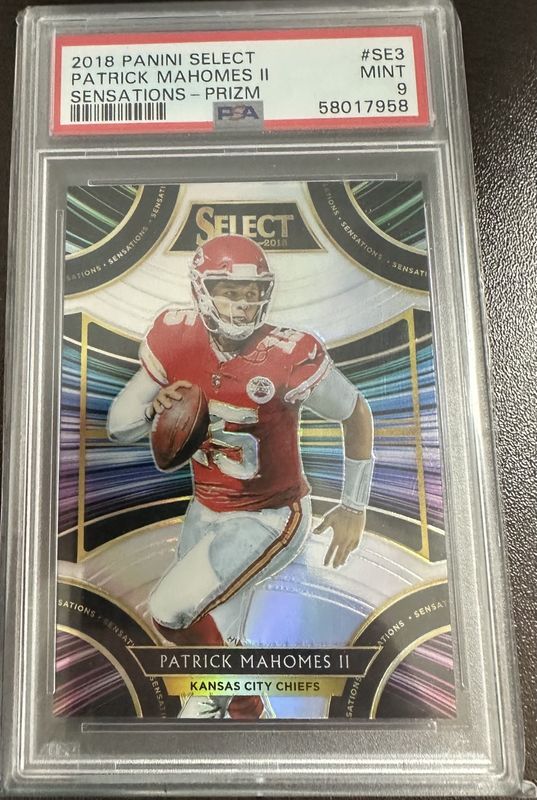 2018 PANINI SELECT SENSATIONS #SE3 PATRICK MAHOMES II SENSATIONS-PRIZM PSA 9