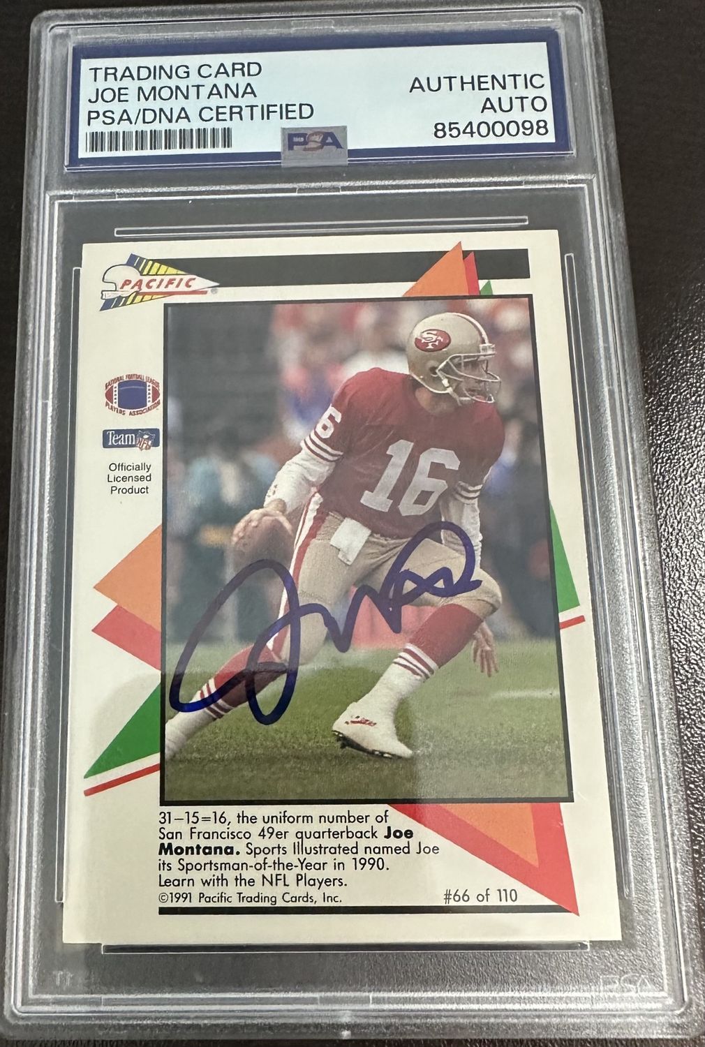 1991 Pacific Joe Montana Autograph PSA/DNA Authenticated