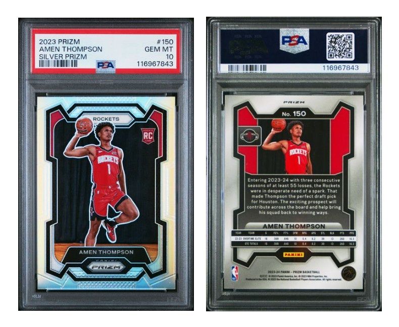 2023 PANINI PRIZM #150 AMEN THOMPSON SILVER PRIZM PSA 10