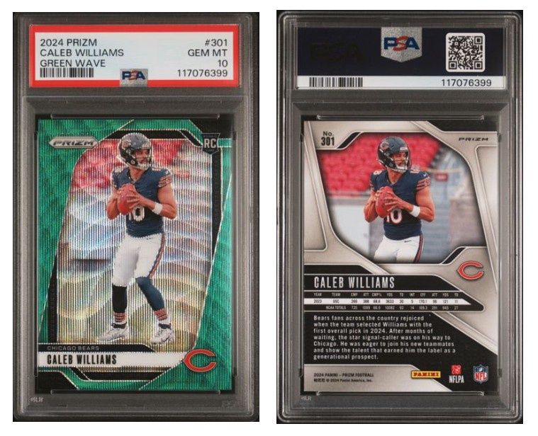 2024 PANINI PRIZM #301 CALEB WILLIAMS GREEN WAVE PSA 10