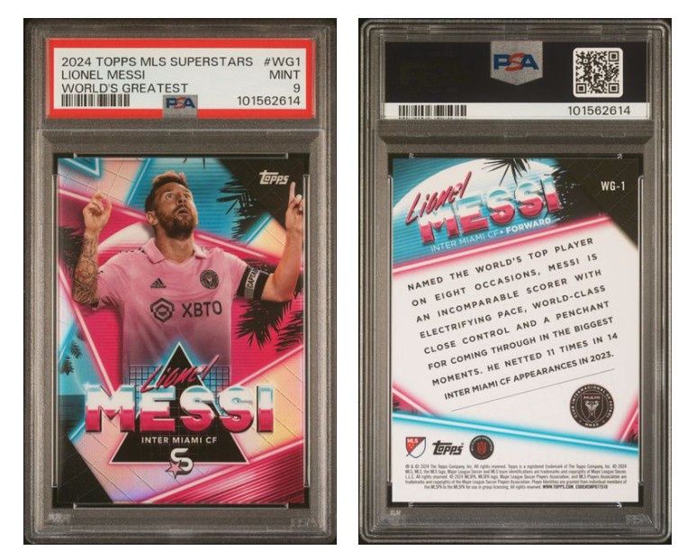 2024 TOPPS MLS SUPERSTARS WORLD&#39;S GREATEST #WG1 LIONEL MESSI PSA 9