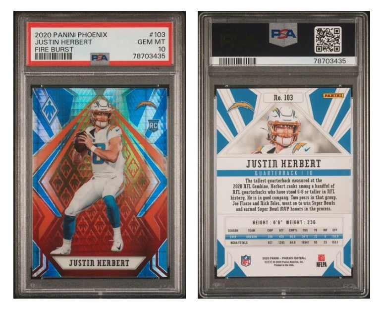 2020 Phoenix Justin Herbert Fireburst #103 PSA 10