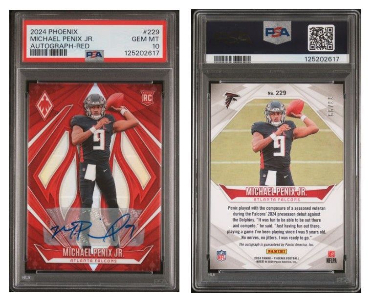2024 Phoenix Michael Penix Jr. Autograph Red 33/99 #299 PSA 10 (POP 4)