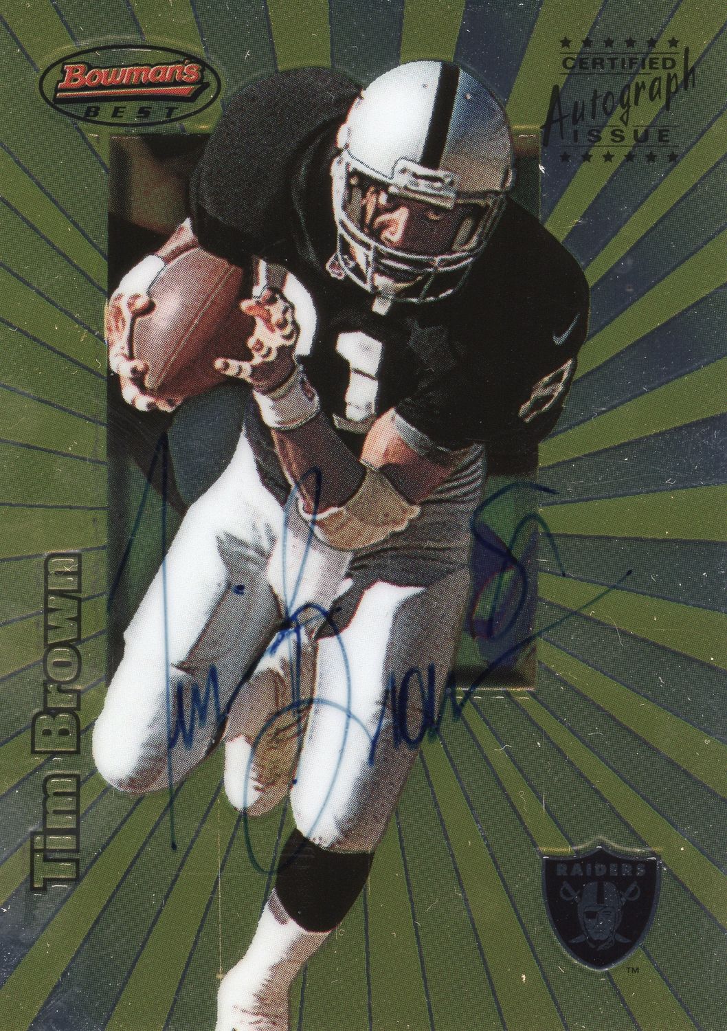 1998 Bowman Best Tim Brown On Card Autograph #4B (SH)