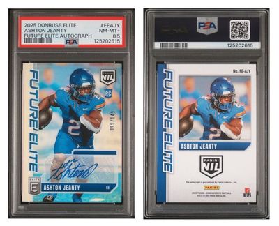 2025 Donruss Elite Ashton Jeanty Future Elite Autograph 095/149 #FE-AJY PSA 8.5
