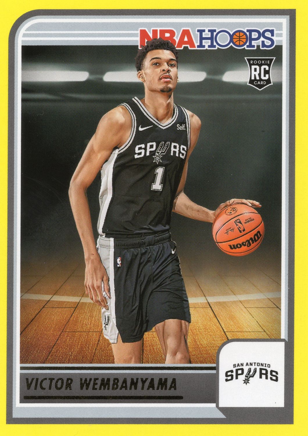 2023 NBA Hoops Victor Wembanyama Yellow Parallel Rookie Card #277