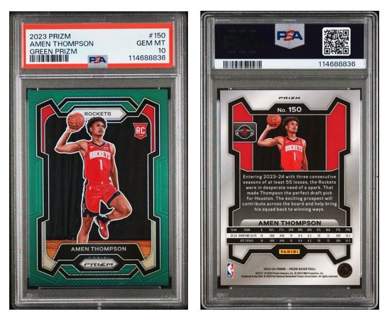 2023 Prizm Amen Thompson Green Prizm #150 Rookie Card PSA 10