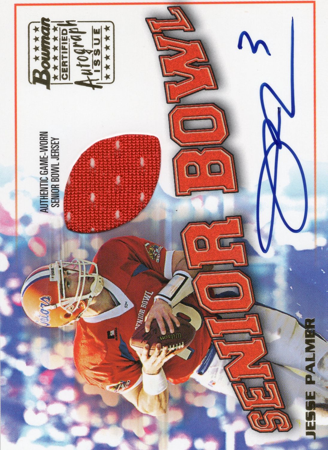 2001 Topps Jesse Palmer Senior Bowl Autograph - Florida Gators (SH)